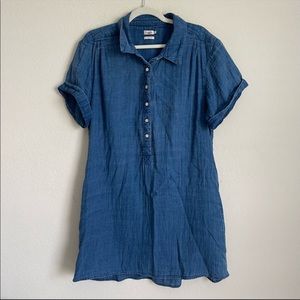 Faherty Organic Cotton Blue Pocket Short Sleeve Dress